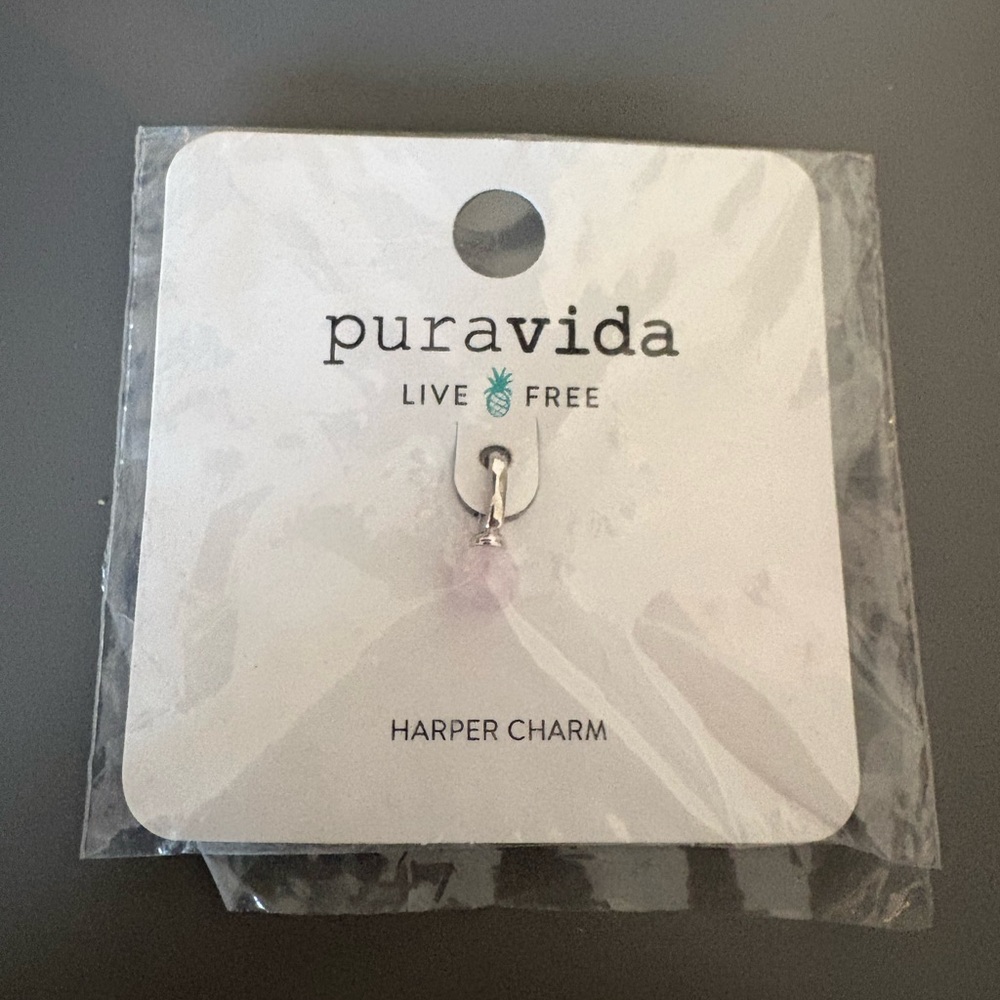 Pura Vida Light Mint and Silver Harper Charm Carded Packaging